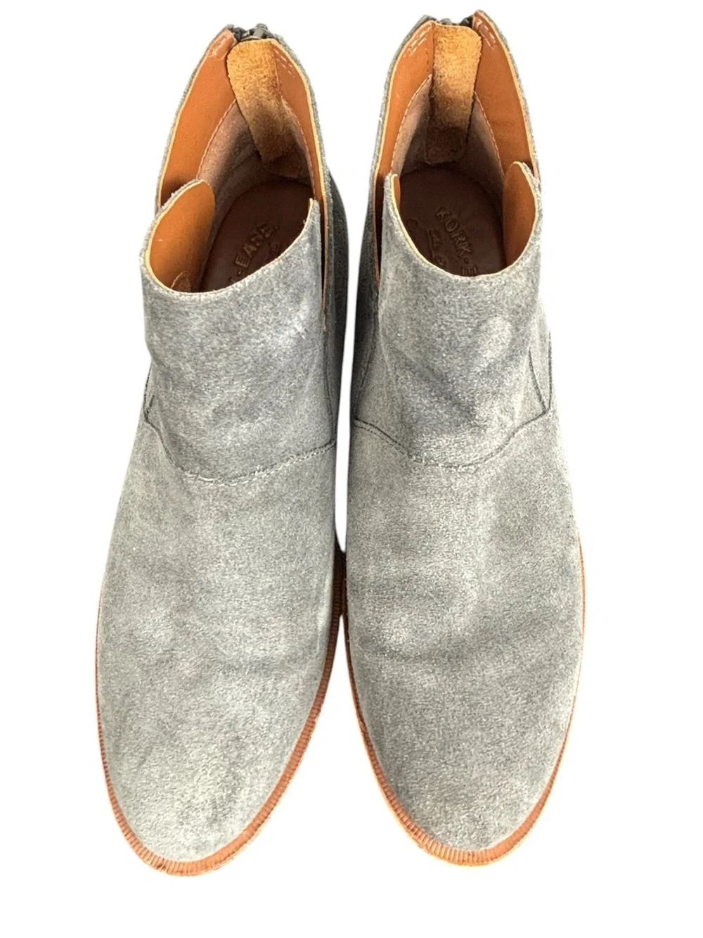 Kork Ease Gray Ankle Boots Leather Size 7.5 Comfort Contemporary Fall